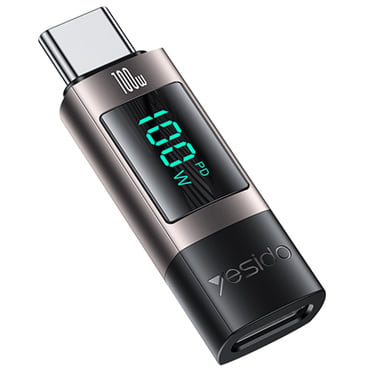 USB-C USB-C OTG adapter Yesido "GS24" 100W, valós idejű teljesítménykijelzés, 480Mbps - szürke