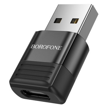 USB-A és USB-C OTG adapter Borofone "BV18" adatátvitelhez, gyors töltés 3A-ig készülékhez - fekete
