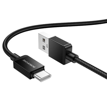 Töltő és adatátviteli USB-A - USB-C káfehér Borofone "Placer Series BX120" - 3A - 1m - fekete