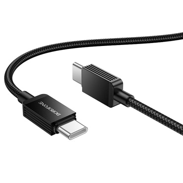 Töltő és adatátviteli 60W USB-C - USB-C káfehér Borofone "Placer Series BX120" - 1m - fekete