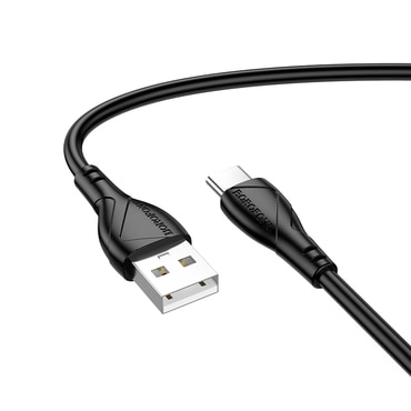 Töltő és adat USB-A - USB-C káfehér Borofone "Energy Series BX121" - 3A - 1m készülékhez - fekete