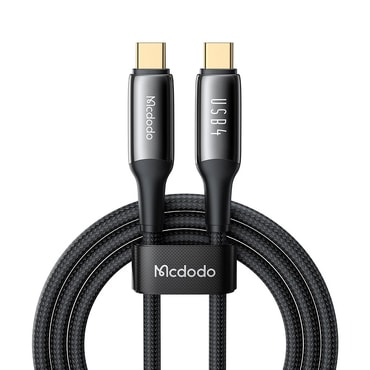 Töltő és adatátviteli 240W USB-C - USB-C káfehér Mcdodo "CA-2990" - Thunderbolt 3 - 40Gb/s - 8K Ultra HD - 1.2m - black