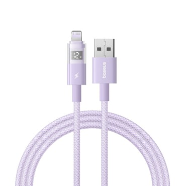 Töltő és adat USB-A - Lightning káfehér Baseus "Data Cable Display 2" - 2.4A - 1m - nebula purple