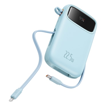 Power bank Baseus "Qpow Pro+" 10000mAh 22.5W Lightning-nal, 2x USB-C és USB, USB-C kábellel 30cm - blue