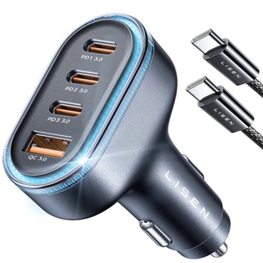 Autós 101W töltő Lisen "YL0223120021" USB-vel és 3x USB-C - black