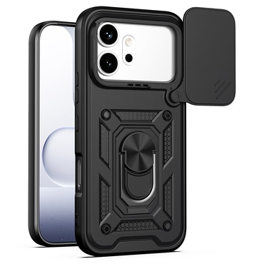 Strapabíró tok "MaX-Armor" gyűrűvel, fém lappal és hátsó kamera védelemmel Honor 600 / 600 Pro készülékekhez - army black