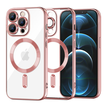 Tok Techsuit "Luxury Crystal MagSafe" iPhone 12 Prokészülékhez - rózsaszín