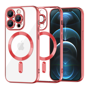Tok Techsuit "Luxury Crystal MagSafe" iPhone 12 Prokészülékhez - piros