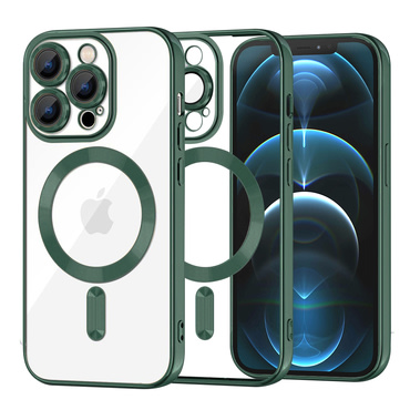Tok Techsuit "Luxury Crystal MagSafe" iPhone 12 Prokészülékhez - sötétzöld