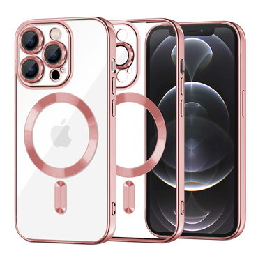 Tok Techsuit "Luxury Crystal MagSafe" iPhone 12 Prokészülékhez - rózsaszín