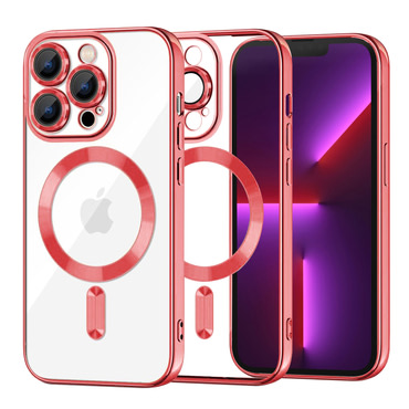 Tok Techsuit "Luxury Crystal MagSafe" iPhone 13 Prokészülékhez - piros