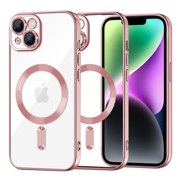 Tok Techsuit "Luxury Crystal MagSafe" iPhone 14készülékhez - rózsaszín