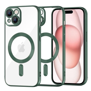 Tok Techsuit "Luxury Crystal MagSafe" iPhone 15készülékhez - sötétzöld