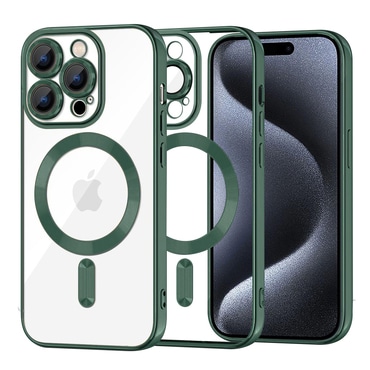 Tok Techsuit "Luxury Crystal MagSafe" iPhone 15 Prokészülékhez - sötétzöld