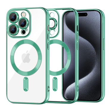 Tok Techsuit "Luxury Crystal MagSafe" iPhone 15 Prokészülékhez - világoszöld
