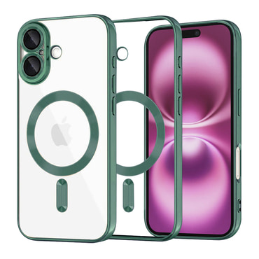 Tok Techsuit "Luxury Crystal MagSafe" iPhone 16 Plus készülékhez - sötétzöld