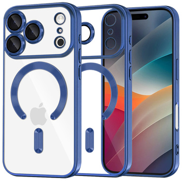 Tok Techsuit "Luxury Crystal MagSafe" iPhone 17 Pro készülékhez - sötétkék