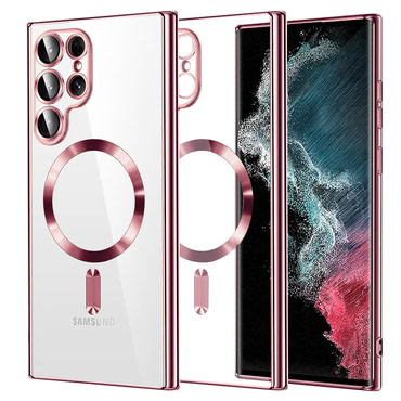 Tok Techsuit "Luxury Crystal MagSafe" Samsung Galaxy S22 Ultra készülékhez - rózsaszín