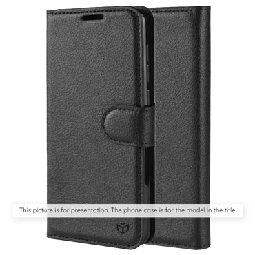 Nyitható tok Techsuit "Leather Folio" Honor 600 / 600 Pro készülékekhez - fekete