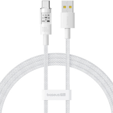 Töltő és adatátviteli 100W USB-A - USB-C káfehér Baseus "Gem" - 2m - moon white