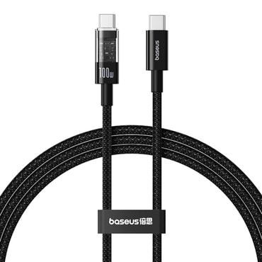100W USB-C és USB-C adat- és töltőkáfehér Baseus "Gem" - 2m - cluster black
