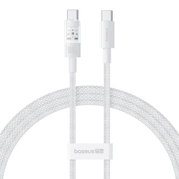 Töltő és adat 100W USB-C - USB-C káfehér Baseus "Gem" - 1m - moon white