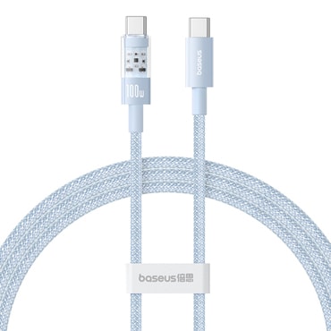 Töltő és adatátviteli 100W USB-C USB-C káfehér Baseus "Gem" - 1m - galaxy blue