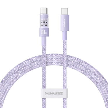 Töltő és adat 100W USB-C - USB-C káfehér Baseus "Gem" - 1m - nebula purple