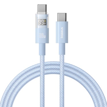 Töltő és adatátviteli 100W USB-C - USB-C káfehér Baseus "Data Cable Display 2" - 2m - galaxy blue