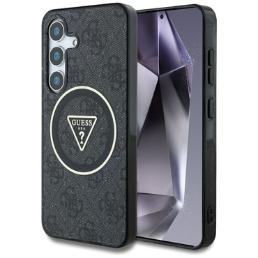 Tok Guess "IML Metal Glitter 4G Circle Triangle MagSafe" Samsung Galaxy S25 készülékhez - black