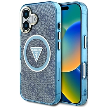 Tok Guess "IML Metal Glitter 4G Circle Triangle MagSafe" iPhone 16 készülékhez - blue