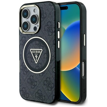 Tok Guess "IML Metal Glitter 4G Circle Triangle MagSafe" iPhone 16 Pro készülékhez - black