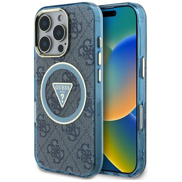 Tok Guess "IML Metal Glitter 4G Circle Triangle MagSafe" iPhone 16 Pro Max készülékhez - blue