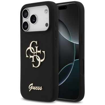 Tok Guess "Silicone Big 4G Script" iPhone 17 Pro készülékhez - black