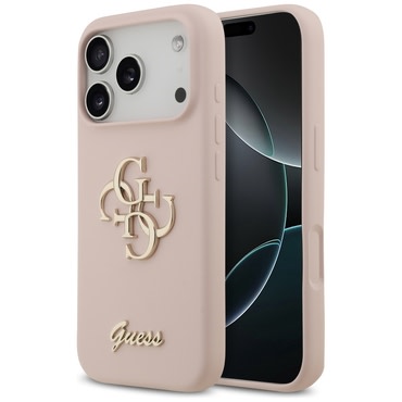 Tok Guess "Silicone Big 4G Script" iPhone 17 Pro készülékhez - light pink