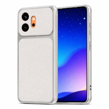 TPU gél tok műbőr textúrával Honor 600 készülékhez - fehér