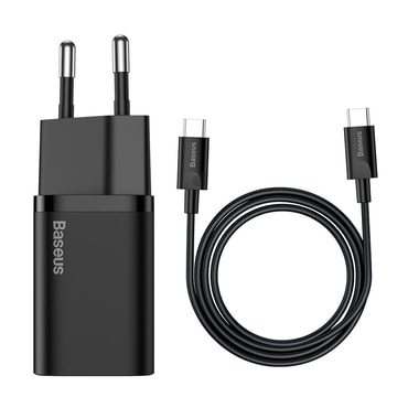 Fali 25W töltő Baseus "Super Si" USB-C USB-C kábellel - black