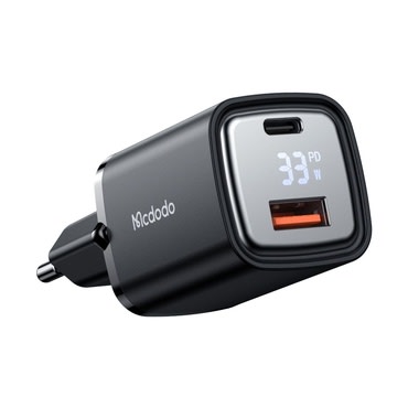 Fali 33W töltő Mcdodo "Graphite Series CH-1701" USB-A és USB-C digitális kijelzővel - black