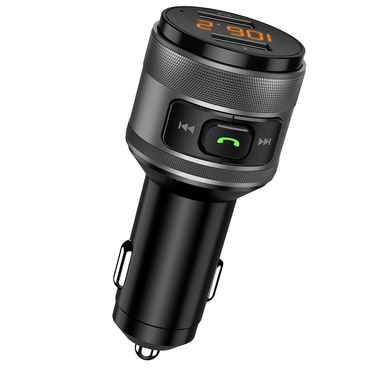 FM adó és autós töltő Techsuit "VoltTune" Dual-USB, QC3.0 készülékhez - black