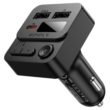 FM adó és autós töltő 35W Borofone "Hero BC60" Bluetooth V5.4, 2x USB, USB-C, MP3 készülékhez - black