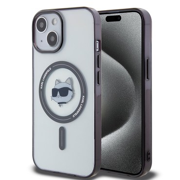 Tok Karl Lagerfeld "IML MagSafe" iPhone 15 Plus készülékhez - transparent choupette`s head