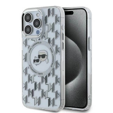 Tok Karl Lagerfeld "IML MagSafe" iPhone 15 Pro készülékhez - transparent monogram karl&choupette head