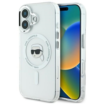Tok Karl Lagerfeld "IML MagSafe" iPhone 16 Plus készülékhez - white karl`s head