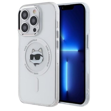 Tok Karl Lagerfeld "IML MagSafe" iPhone 13 Pro Max készülékhez - white metal choupette`s head