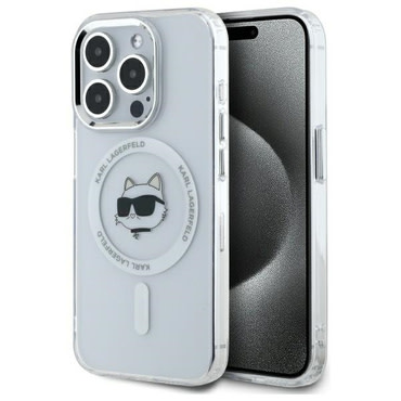 Tok Karl Lagerfeld "IML MagSafe" iPhone 14 Pro készülékhez - white metal choupette`s head