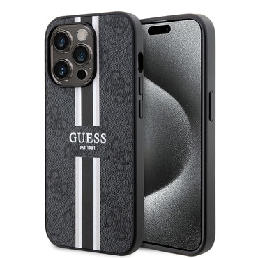 Tok Guess "Hardcase 4G Printed Stripes MagSafe" iPhone 15 Pro Max készülékhez - black