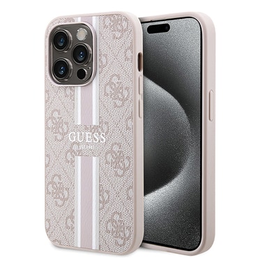 Tok Guess "Hardcase 4G Printed Stripes MagSafe" iPhone 15 Pro készülékhez - pink