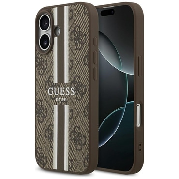 Tok Guess "Hardcase 4G Printed Stripes MagSafe" iPhone 17 készülékhez - brown