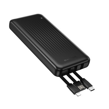 Power bank Borofone "Clever Series BJ79" 10000mAh beépített 3 kábellel USB, USB-C, Lightning és kijelzővel - fekete