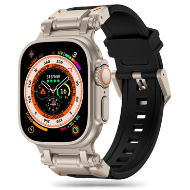 Szilikon szíj Techsuit "W064" Apple Watch (42mm / 44mm / 45mm / 46mm / 49mm) készülékhez - fekete